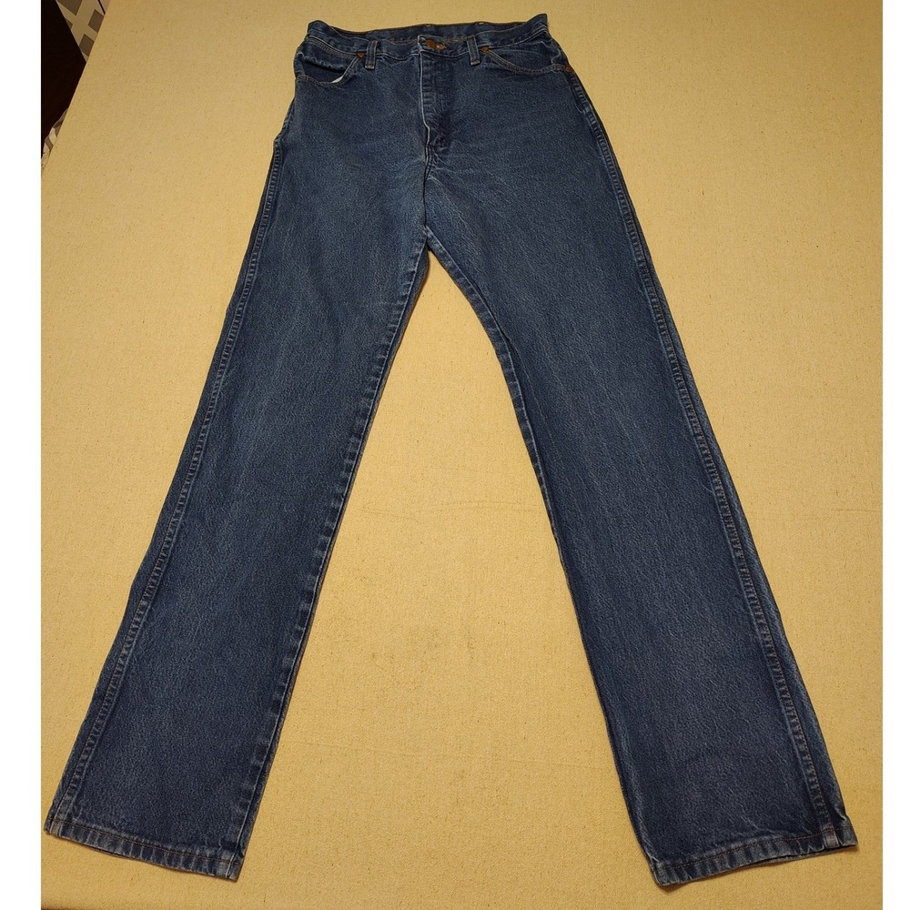 Wrangler 14MWZG High Waisted Western Straight Leg Blue Jeans Womens 11x34 T